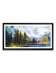 Nature Landscape Floating Frame Scenery Digital Print - (I5563) - 24x48 inch Modern Nature Wall Art for Living Room, Bedroom, Office, Hotels, Drawing Room