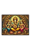 Lord Ganesha Maa Laxmi Saraswati Laminated Photo - 7x9 Inches, Divine Blessings For Home & Office And Temple Decoration (F16129)