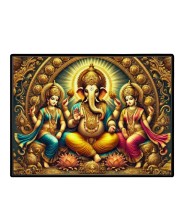 Lord Ganesha Maa Laxmi Saraswati Laminated Photo - 7x9 Inches, Divine Blessings For Home & Office And Temple Decoration (F16129)