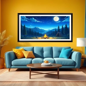 Nature Landscape Floating Frame Scenery Digital Print - (I5558) - 12x24 inch Modern Nature Wall Art for Living Room, Bedroom, Office, Hotels, Drawing Room