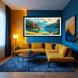 Nature Landscape Floating Frame Scenery Digital Print - (I5759) - 24x36 inch Modern Nature Wall Art for Living Room, Bedroom, Office, Hotels, Drawing Room