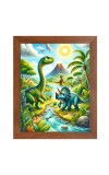 AI Funny Dinosaurs Art Picture for Kids - 12x16 inches, Brown Color - Perfect Wall Decor for Children's Room