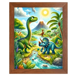 AI Funny Dinosaurs Art Picture for Kids - 12x16 inches, Brown Color - Perfect Wall Decor for Children's Room AI Funny Dinosaurs Art Picture for Kids - 12x16 inches, Brown Color - Perfect Wall Decor for Children's Room
