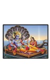 Lord Vishnu And Lakshmi. Laminated Photo - 7x9 Inches, Divine Blessings For Home & Office And Temple Decoration (F16057)