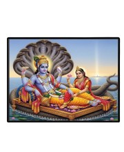 Lord Vishnu And Lakshmi. Laminated Photo - 7x9 Inches, Divine Blessings For Home & Office And Temple Decoration (F16057)