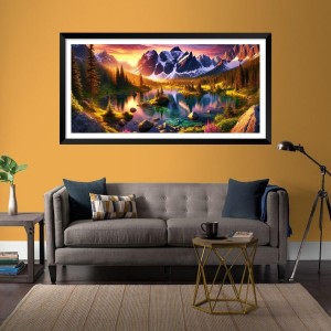 Nature Landscape Floating Frame Scenery Digital Print - (I5652) - 24x36 inch Modern Nature Wall Art for Living Room, Bedroom, Office, Hotels, Drawing Room