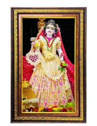 Beautiful Radha Digital Golden Balck Color Photo Frame | Hindu Religious Wall Decor | 16x22 Inches - Inspirational Wall Art For Office, Home Decor - Ideal Spiritual Gift (F16694)