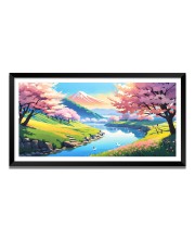 Nature Landscape Floating Frame Scenery Digital Print - (I5810) - 12x24 inch Modern Nature Wall Art for Living Room, Bedroom, Office, Hotels, Drawing Room