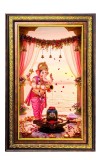 Lord Ganesha Digital Golden Balck Color Photo Frame | Hindu Religious Wall Decor | 10x16 Inches - Inspirational Wall Art For Office, Home Decor - Ideal Spiritual Gift (F16577)