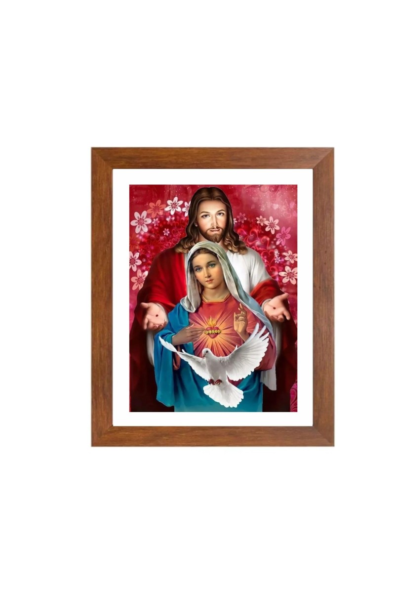 Jesus and Mother Mary Colored Photo | Religious Wall Art for Christian Home Decor | Sacred Catholic Prints for Living Room, Bedroom, or Church