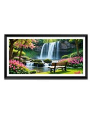 Nature Landscape Floating Frame Scenery Digital Print - (I5811) - 12x24 inch Modern Nature Wall Art for Living Room, Bedroom, Office, Hotels, Drawing Room