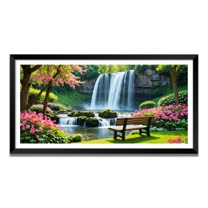 Nature Landscape Floating Frame Scenery Digital Print - (I5811) - 24x48 inch Modern Nature Wall Art for Living Room, Bedroom, Office, Hotels, Drawing Room