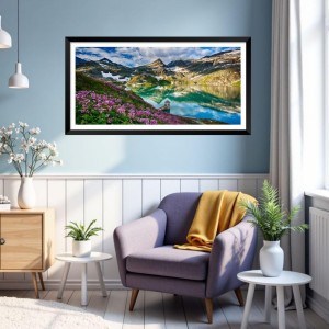 Nature Landscape Floating Frame Scenery Digital Print - (I5897) - 24x48 inch Modern Nature Wall Art for Living Room, Bedroom, Office, Hotels, Drawing Room