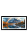Nature Landscape Floating Frame Scenery Digital Print - (I5548) - 24x48 inch Modern Nature Wall Art for Living Room, Bedroom, Office, Hotels, Drawing Room