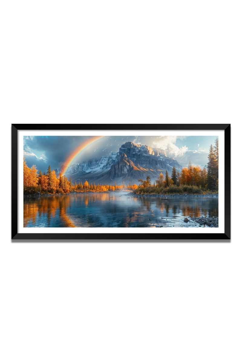 Nature Landscape Floating Frame Scenery Digital Print - (I5548) - 24x48 inch Modern Nature Wall Art for Living Room, Bedroom, Office, Hotels, Drawing Room
