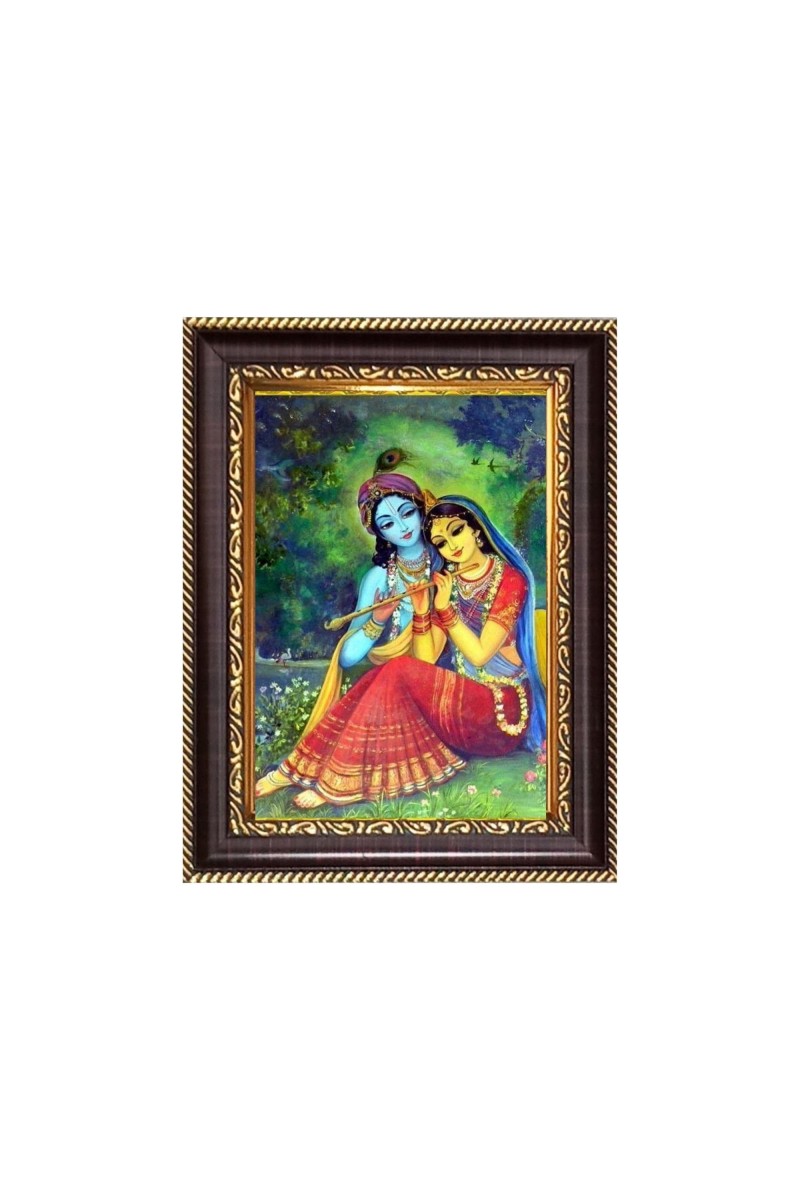 Sri Radha And Sri Krishna Digital Print Photo 8.7x10.7 inches - Vibrant Religious Wall Art for Home or Office Decor.