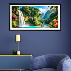Nature Landscape Floating Frame Scenery Digital Print - (I5861) - 12x24 inch Modern Nature Wall Art for Living Room, Bedroom, Office, Hotels, Drawing Room