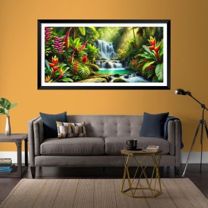 Nature Landscape Floating Frame Scenery Digital Print - (I5790) - 12x24 inch Modern Nature Wall Art for Living Room, Bedroom, Office, Hotels, Drawing Room