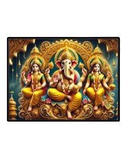 Lord Ganesha Maa Laxmi Saraswati Laminated Photo - 7x9 Inches, Divine Blessings For Home & Office And Temple Decoration (F16130)