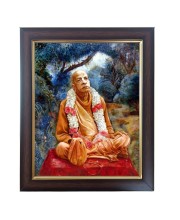 Hitech Sales Swami Prabhupada Photo Frame for Pooja Room, Temple Decor, Home Decoration and Gift (Wall and Tabletop, Rectangular, Polystyrene Frame, Printed Photo, 24 x 29 cm, Black)