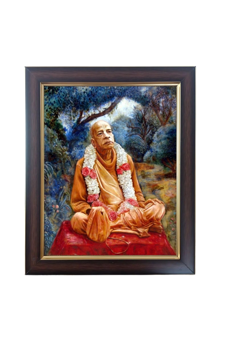 Hitech Sales Swami Prabhupada Photo Frame for Pooja Room, Temple Decor, Home Decoration and Gift (Wall and Tabletop, Rectangular, Polystyrene Frame, Printed Photo, 24 x 29 cm, Black)