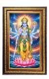 Lord Vishnu Digital Golden Balck Color Photo Frame | Hindu Religious Wall Decor | 18x24 Inches - Inspirational Wall Art For Office, Home Decor - Ideal Spiritual Gift (F16869)
