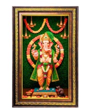 Lord Ganesha Digital Golden Balck Color Photo Frame | Hindu Religious Wall Decor | 10x16 Inches - Inspirational Wall Art For Office, Home Decor - Ideal Spiritual Gift (F16580)