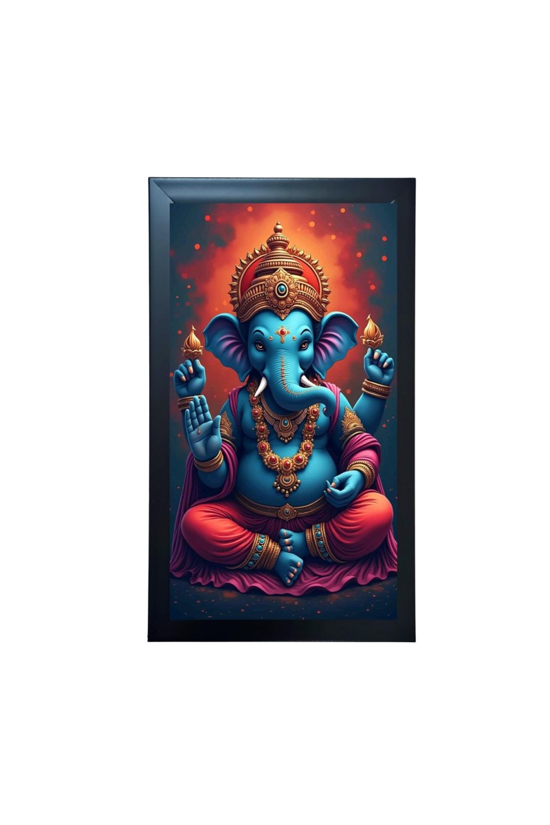 Hitech Sales Lord Ganeshji, Ganpati Bappa Murti Religious Art Photo Frame – Acrylic Wall Decor for Home, Office & Temple (39.5 x 24.3 cm)