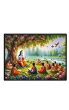 Lord Krishna Laminated Photo - 9x11 Inches, Divine Blessings For Home & Office And Temple Decoration (F16065)