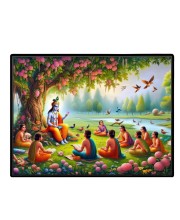 Lord Krishna Laminated Photo - 9x11 Inches, Divine Blessings For Home & Office And Temple Decoration (F16065)