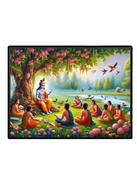 Lord Krishna Laminated Photo - 7x9 Inches, Divine Blessings For Home & Office And Temple Decoration (F16065)