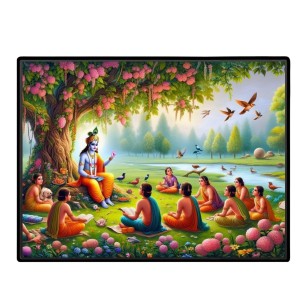 Lord Krishna Laminated Photo - 7x9 Inches, Divine Blessings For Home & Office And Temple Decoration (F16065)