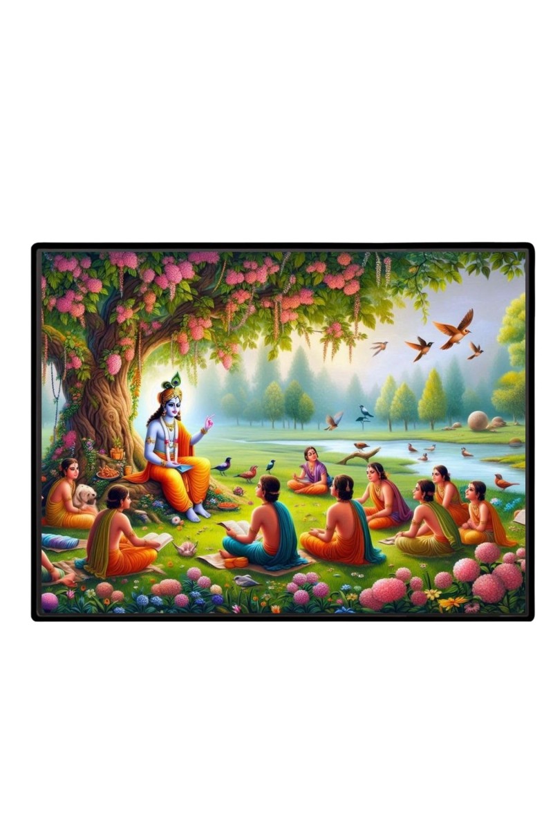 Lord Krishna Laminated Photo - 9x11 Inches, Divine Blessings For Home & Office And Temple Decoration (F16065)