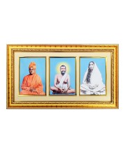 HiTechMart Spiritual Framed Photo of Sri Ramakrishna, Sarada Devi & Swami Vivekananda | Gold-Plated Divine Wall Decor for Home & Temple | Meditation & Inspiration Gift