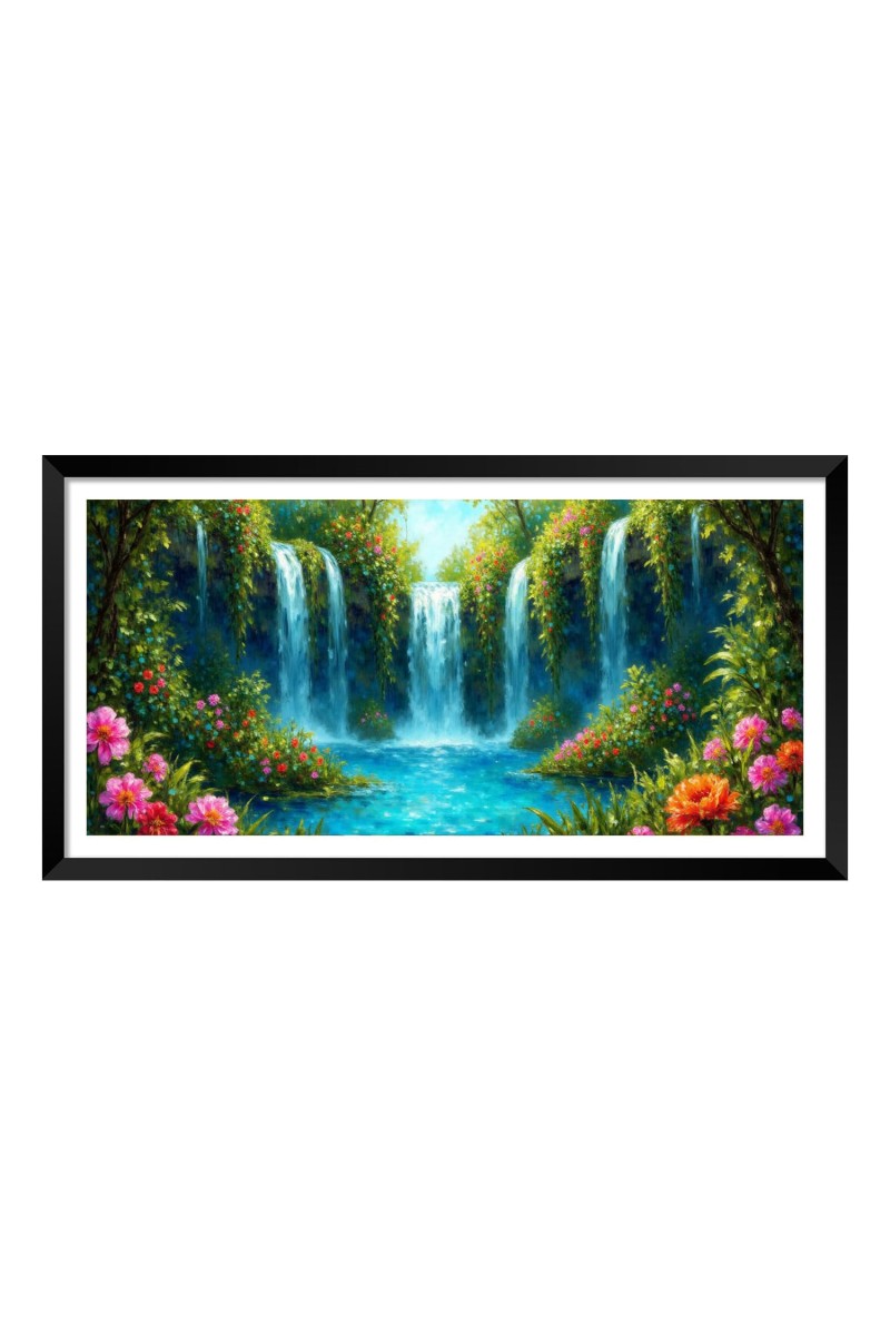 Nature Landscape Floating Frame Scenery Digital Print - (I5905) - 24x36 inch Modern Nature Wall Art for Living Room, Bedroom, Office, Hotels, Drawing Room