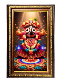 Lord Jagannath Digital Golden Balck Color Photo Frame | Hindu Religious Wall Decor | 10x16 Inches - Inspirational Wall Art For Office, Home Decor - Ideal Spiritual Gift (F16821)