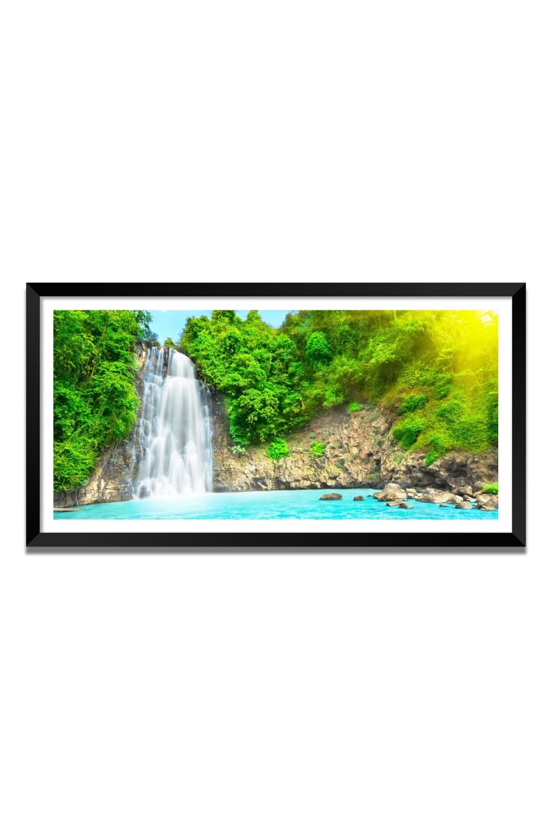 Nature Landscape Floating Frame Scenery Digital Print - (I5823) - 24x48 inch Modern Nature Wall Art for Living Room, Bedroom, Office, Hotels, Drawing Room