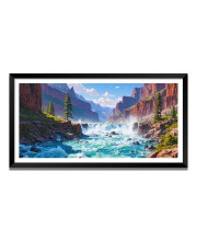 Nature Landscape Floating Frame Scenery Digital Print - (I5824) - 12x24 inch Modern Nature Wall Art for Living Room, Bedroom, Office, Hotels, Drawing Room