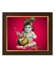 Hitech Sales Little Krishna stealing butter from butter pot theme ai Photo with 12X10 inch Frame for Home office decor Gift for all occations