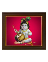 Hitech Sales Little Krishna stealing butter from butter pot theme ai Photo with 12X10 inch Frame for Home office decor Gift for all occations