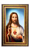 Lord Jesus Digital Golden Balck Color Photo Frame | Hindu Religious Wall Decor | 10x16 Inches - Inspirational Wall Art For Office, Home Decor - Ideal Spiritual Gift (F16833)