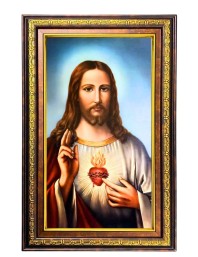 Lord Jesus Digital Golden Balck Color Photo Frame | Hindu Religious Wall Decor | 12x18 Inches - Inspirational Wall Art For Office, Home Decor - Ideal Spiritual Gift (F16833)