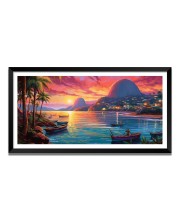 Nature Landscape Floating Frame Scenery Digital Print - (I5628) - 12x24 inch Modern Nature Wall Art for Living Room, Bedroom, Office, Hotels, Drawing Room