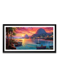 Nature Landscape Floating Frame Scenery Digital Print - (I5628) - 24x48 inch Modern Nature Wall Art for Living Room, Bedroom, Office, Hotels, Drawing Room