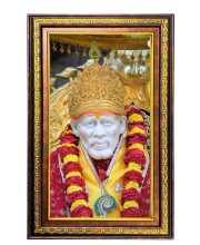 Lord Sai Baba Digital Golden Balck Color Photo Frame | Hindu Religious Wall Decor | 10x16 Inches - Inspirational Wall Art For Office, Home Decor - Ideal Spiritual Gift (F16500)