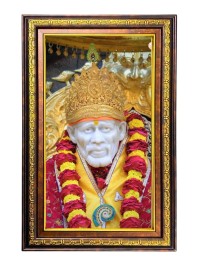 Lord Sai Baba Digital Golden Balck Color Photo Frame | Hindu Religious Wall Decor | 18x24 Inches - Inspirational Wall Art For Office, Home Decor - Ideal Spiritual Gift (F16500)