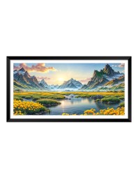 Nature Landscape Floating Frame Scenery Digital Print - (I5932) - 18x36 inch Modern Nature Wall Art for Living Room, Bedroom, Office, Hotels, Drawing Room