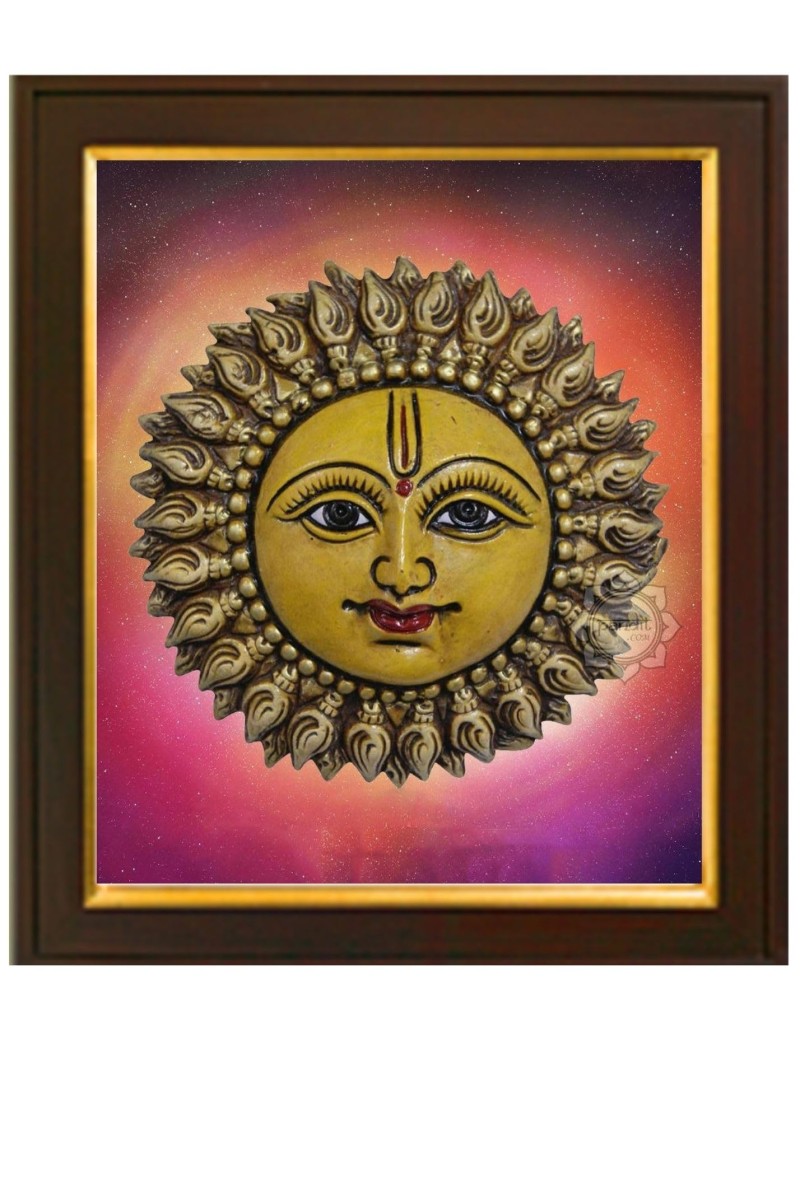 HI Yech Sales Sun Bhagwan God Surya Circular Painting Wall Art, Multicolor, Traditional, 10X12 in, Set of 1