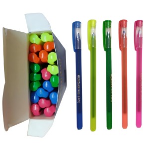 HiTechMart Kundan Df Pen Throw Scented Blue Ink | Ball Pen Box Pack | Slim & Multi Color Body Pens Easy to hold | Pack of 1, P-20 | Smooth Writing use for Study, Office Work