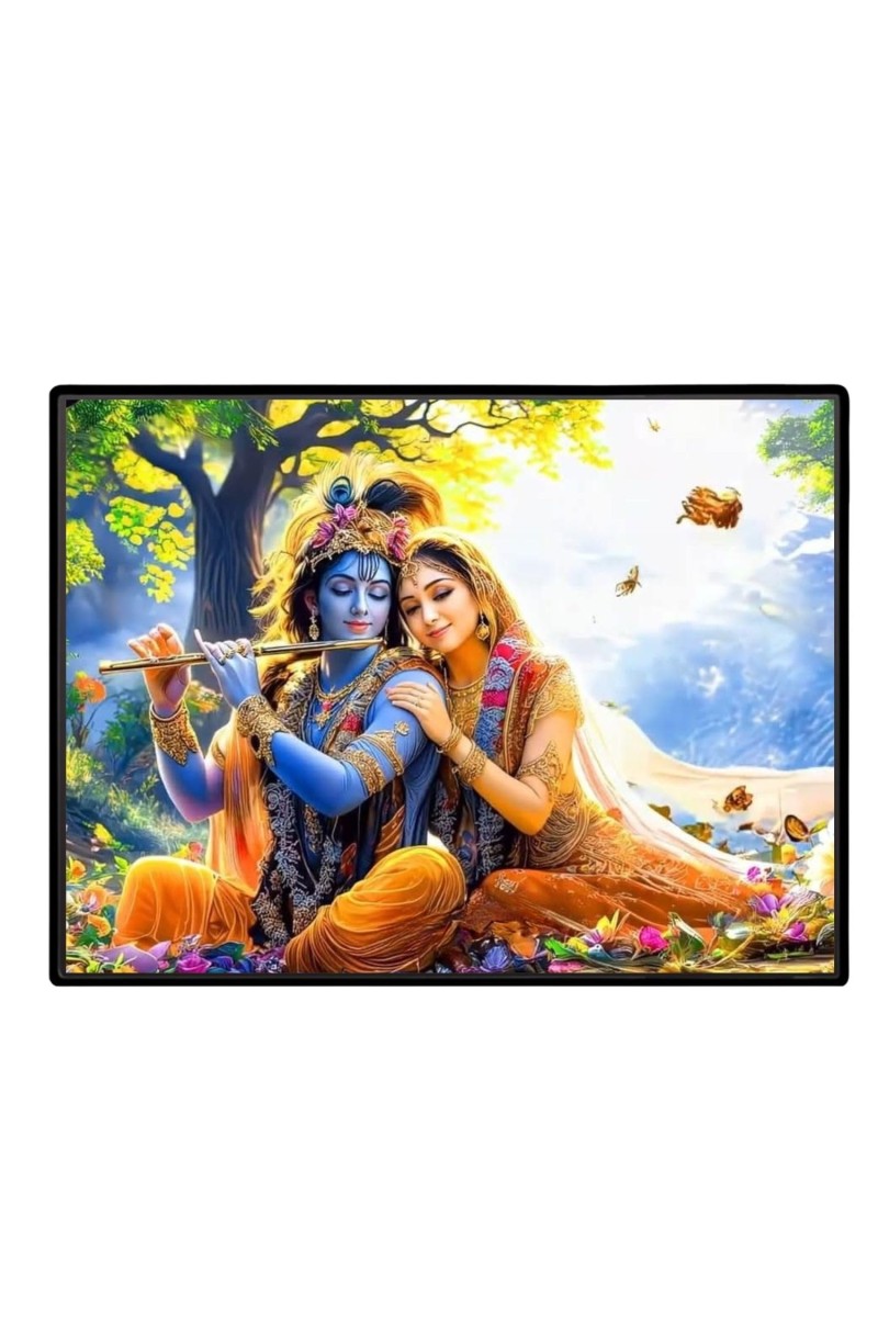 Lord RadhaKrishna Laminated Photo - 5x7 Inches, Divine Blessings For Home & Office And Temple Decoration (F16085)